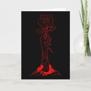 Carte Esthétique Zombiecore Main de Zombie Rose Rouge Sq