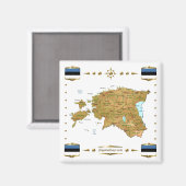Carte Estonie + Magnet des drapeaux (Recto/Verso)