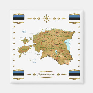 Carte Estonie + Magnet des drapeaux