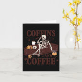 Carte Et Café Drôle Skeleton Halloween (Fleur jaune)