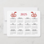 Carte et calendrier 2025 de l'année du Serpent (Dos)