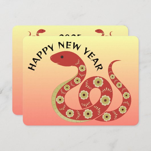 Carte et calendrier de l'année du Serpent 2025 (Devant / Derrière)