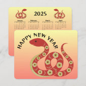 Carte et calendrier pour l'année du Serpent 2025 (Devant / Derrière)