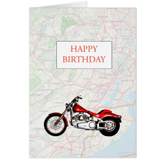 Carte et moto anniversaire (Devant)