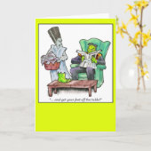 Carte "… et obtenez vos pieds outre de la table ! " (Fleur jaune)