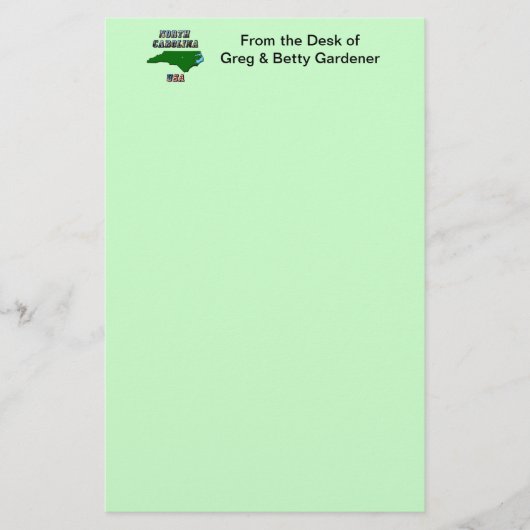 Carte et texte de Caroline du Nord (Devant)