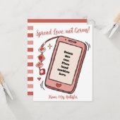 Carte Étaler l'amour non Germes Valentines Sanitizer à l (Devant/Arrière en situation)