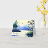 Carte étang aquarelle et oiseaux personnalisables (Fleur jaune)