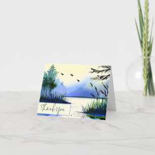 Carte étang aquarelle et oiseaux personnalisables