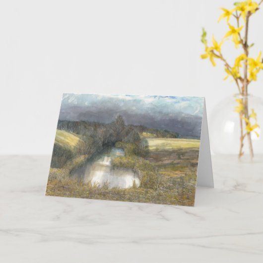 Carte étang d'automne (Fleur jaune)