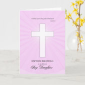 Carte Étape Fille Baptême Félicitation Croix brillante (Fleur jaune)