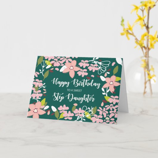 Carte Étape Fille Fleurs vertes d'anniversaire (Fleur jaune)