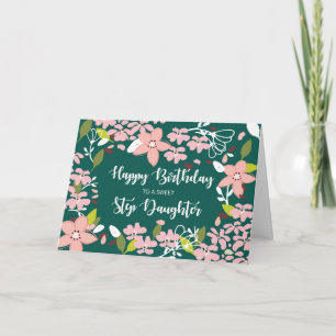 Carte Étape Fille Fleurs vertes d'anniversaire