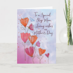Carte Étape Maman Fête des mères Amour avec orange et ro