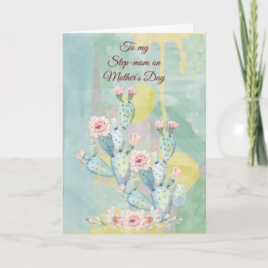 Carte Etape-mère Fête des Mères Aquarelle Cactus (Devant)