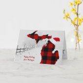 Carte état du Michigan avec plaid de buffle et casquette (Fleur jaune)