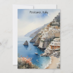 Carte Été à Positano Italie Illustration Aquarelle
