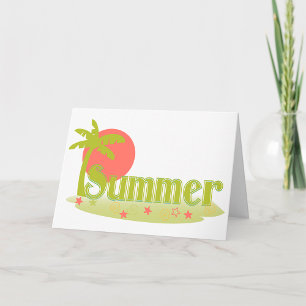 Carte Été au Palmier avec Soleil et Plage