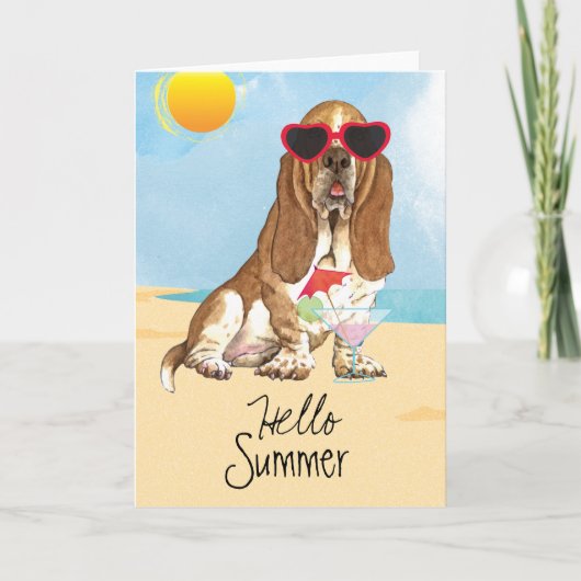 Carte Été Basset Hound (Devant)