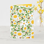 Carte Été Blancs et Red Ladybugs Whimsical (Fleur jaune)