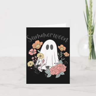 Carte Été fantôme floral rétro Summerween Saison effraya