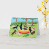 Carte Été Fun Labradors (Fleur jaune)