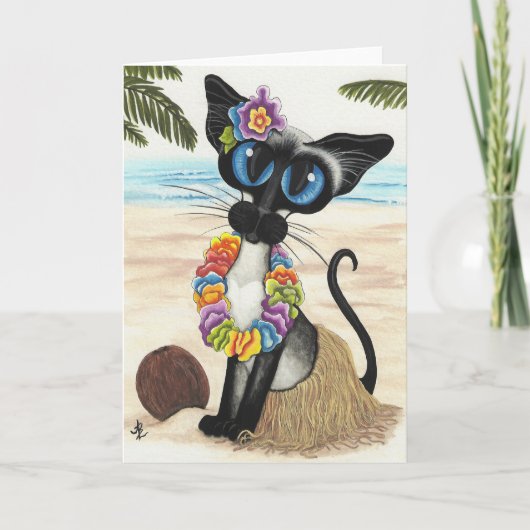 Carte Été Luau de chat siamois (Devant)