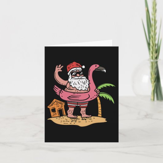 Carte Été Père Noël Flamant rose Floater Funny Noël En J (Devant)