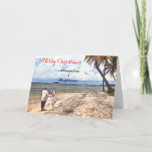 Carte Eté Plage tropicale Mariage Aquarelle Noël (Devant)