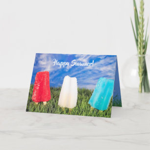 Carte Été Solstice popsicles dans l'herbe