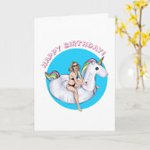 Carte Été Unicorn Pool Flotter Anniversaire (Fleur jaune)