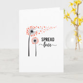 Carte Étendre l'amour, le dandelion aux coeurs volants (Fleur jaune)