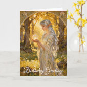 Carte Ethereal Elf Maiden Art Nouveau Style (Fleur jaune)