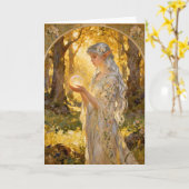 Carte Ethereal Elf Maiden Art Nouveau Style (Fleur jaune)