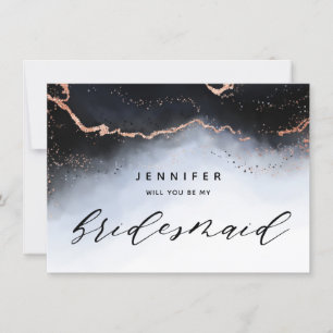 Carte Ethereal Mist Ombre Navy Blue Bridesmaid Propositi