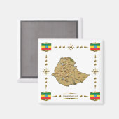 Carte Éthiopie + Magnet des drapeaux (Recto/Verso)