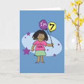 Carte Ethnic Girls I'm 7 7th Birthday Card (Fleur jaune)