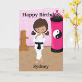 Carte Ethnic Girls Karate Secret Message Joyeux annivers (Fleur jaune)