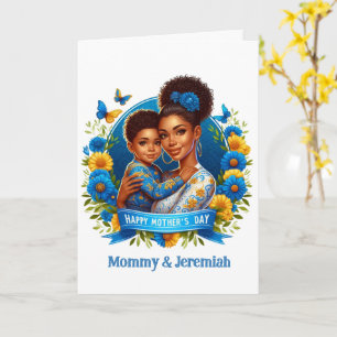 Carte Ethnic Mom & Son Blue/Yellow Happy Mother's Day