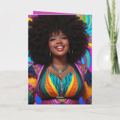 Carte Ethnic Plus Size Femme avec Afro Vibrant Anniversa (Dos)