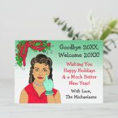 Carte Ethnic Retro Lady Flipping Bird Christmas (Debout devant)