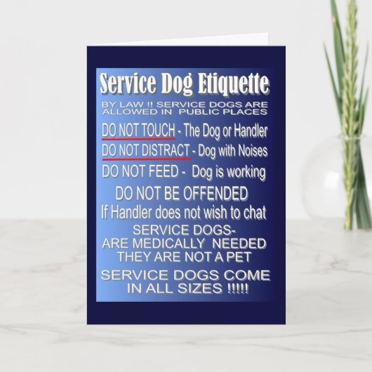 Carte Étiquette de chien de service (Devant)