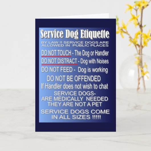 Carte Étiquette de chien de service (Fleur jaune)
