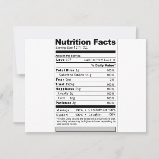 Carte Étiquette nutritionnelle drôle et douce pour maria (Devant)