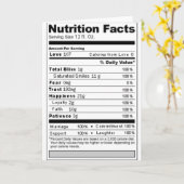 Carte Étiquette nutritionnelle drôle pour mariage ou ann (Fleur jaune)