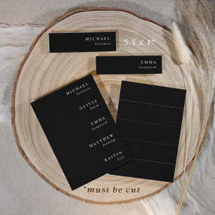 Carte Étiquettes de nom de mariage Noir & Blanc 3,5 x 1 