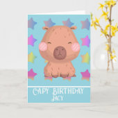 Carte Étoile Capybara Anniversaire Mignon (Fleur jaune)