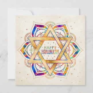 Carte Etoile colorée de David Mandala Happy Hanoukka