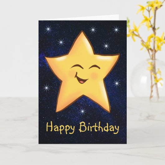 Carte Étoile d'anniversaire (Fleur jaune)