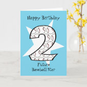 Carte étoile de baseball bleu 2e anniversaire (Fleur jaune)